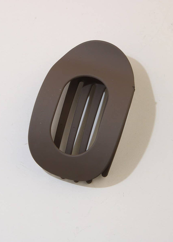 Oval Flat Hair Clip in Dark Coffee