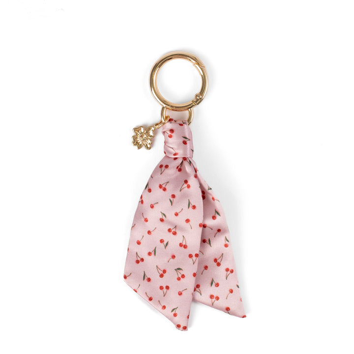 Floral Satin Keychain Blue Stripes