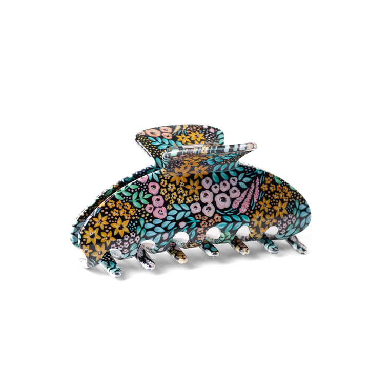 Floral Claw Clip Blue Stripes