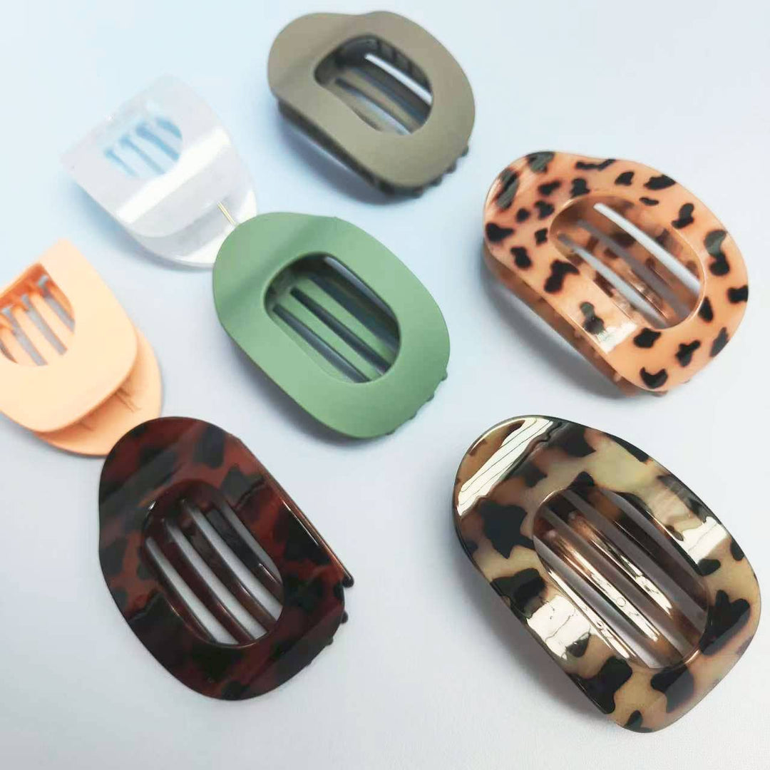 Oval Flat Hair Clip in Dark Coffee