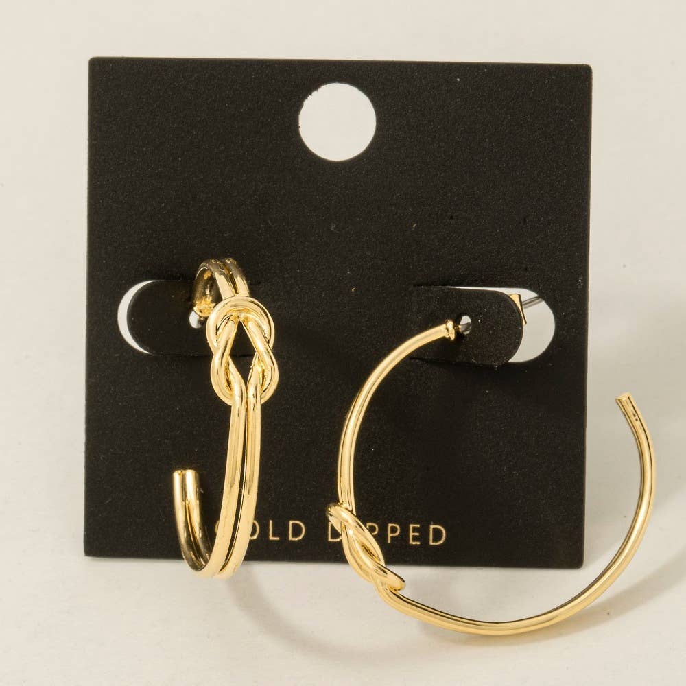 Gold Dipped Knotted Wire Hoop Earrings