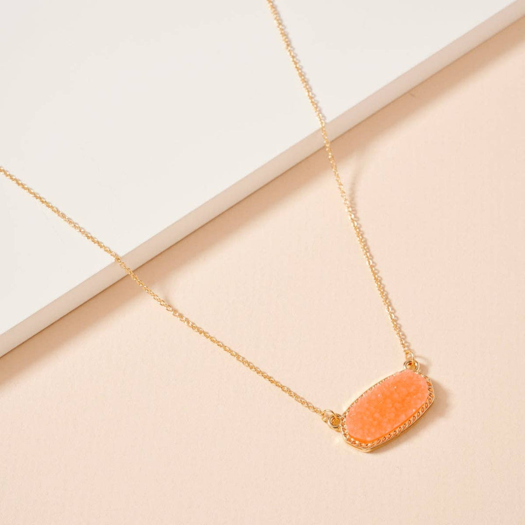 Pink Stone Charm Necklace