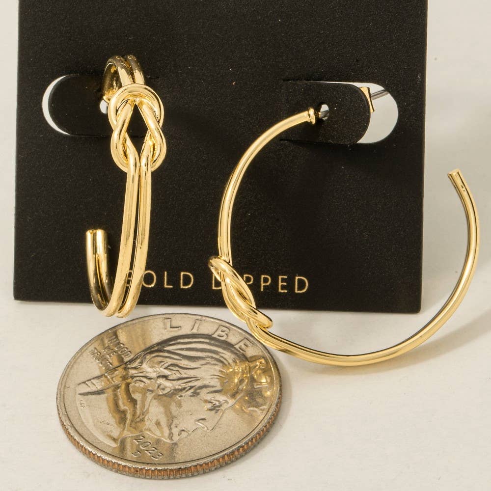 Gold Dipped Knotted Wire Hoop Earrings