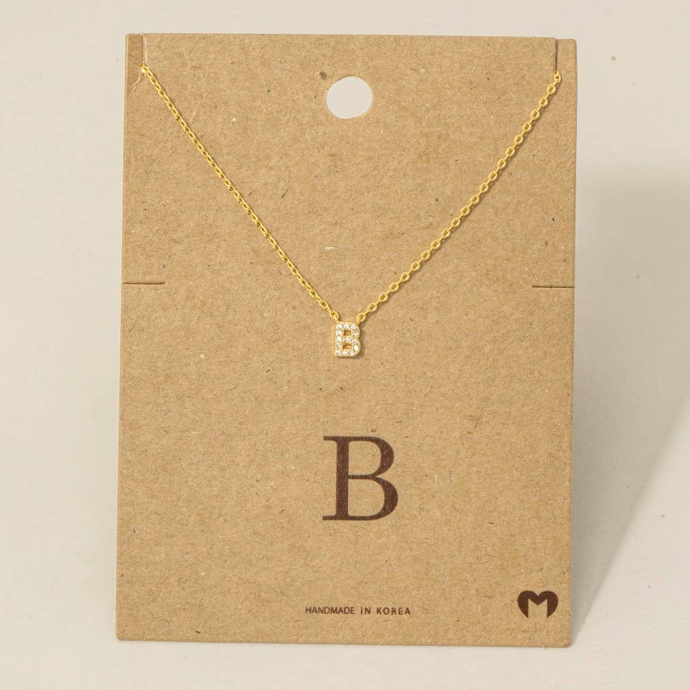 Mini Rhinestone Initial Necklace