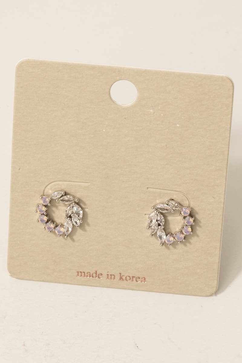 Mixed Cz Cluster Hoop Stud Earrings