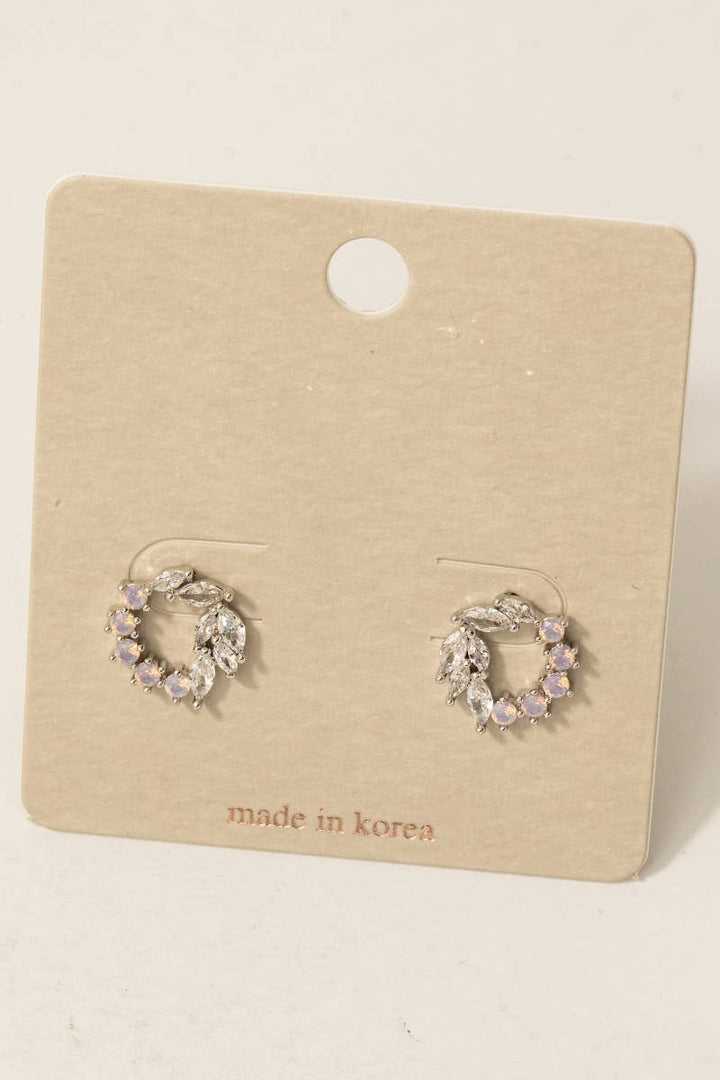 Mixed Cz Cluster Hoop Stud Earrings