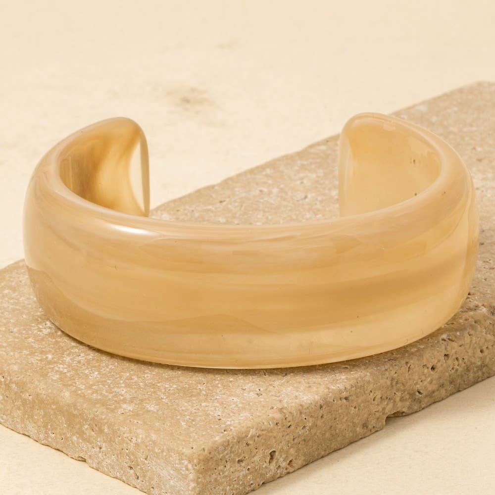 Wide Marble Resin Cuff Bracelet