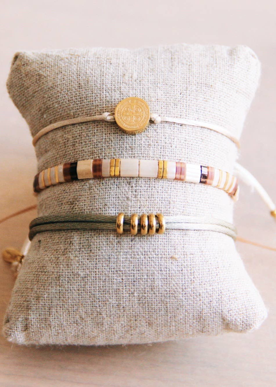 CLEARANCE FINAL SALE Tilabead Bracelet Taupe / Nude / Goldplated