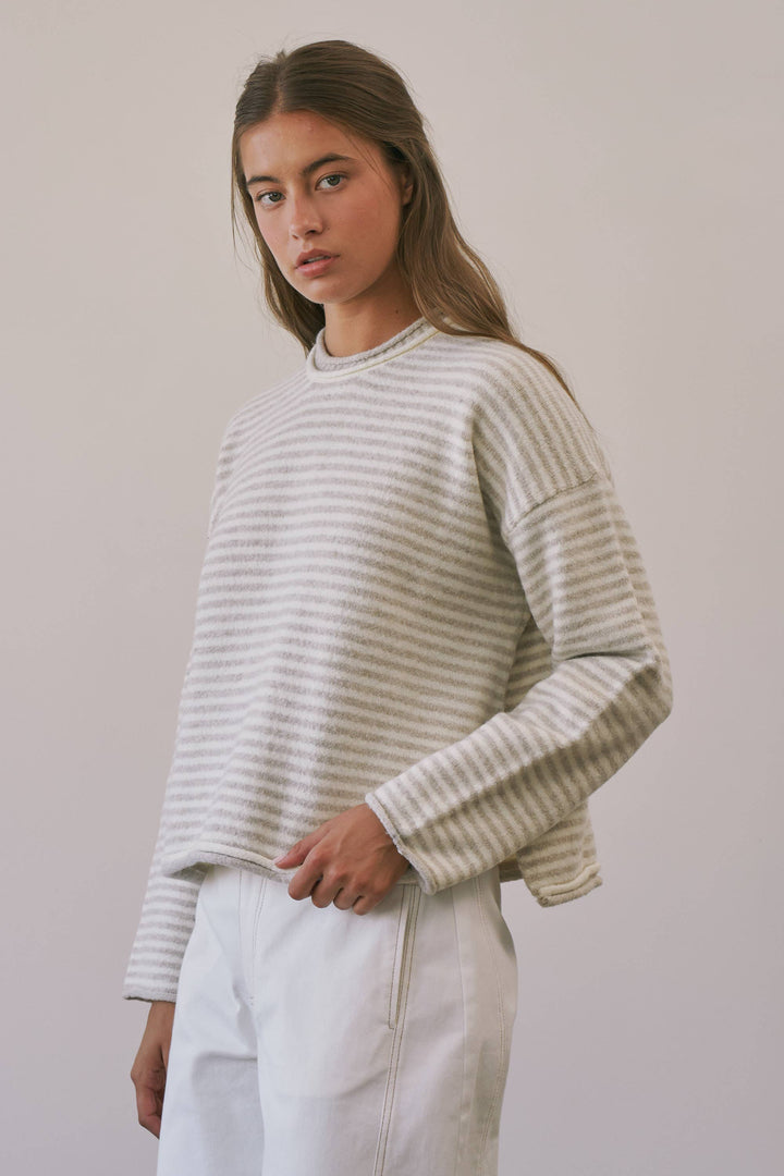 Trina Stripe Contrast Layered Roll Neck Sweater
