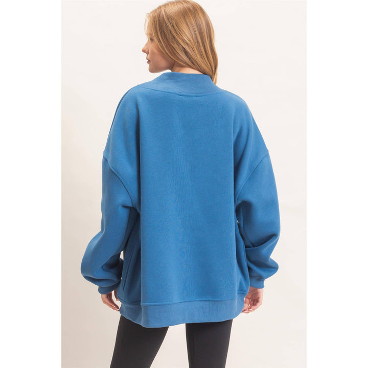 Enzyme Washed Mock Neck Sweatshirt