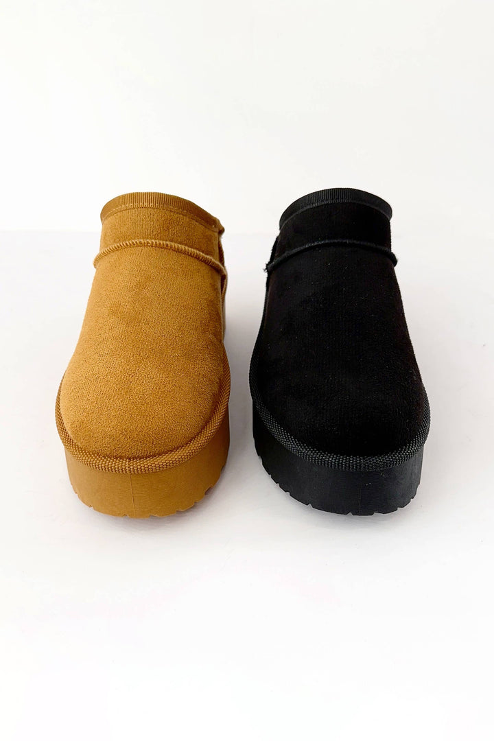 CLEARANCE FINAL SALE  Solid Mini Ankle Fur-Lined Platform Slippers