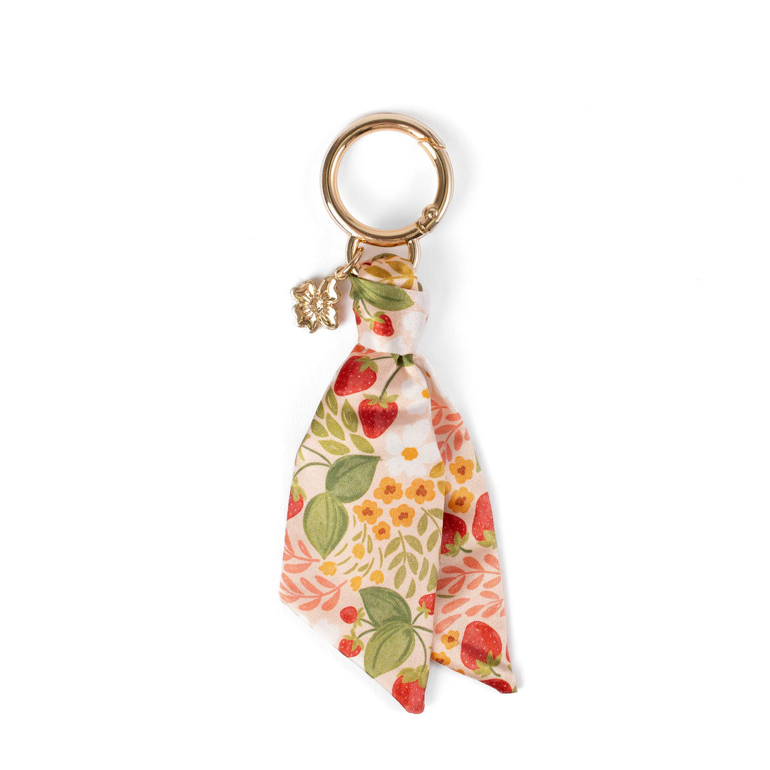 Floral Satin Keychain Blue Stripes