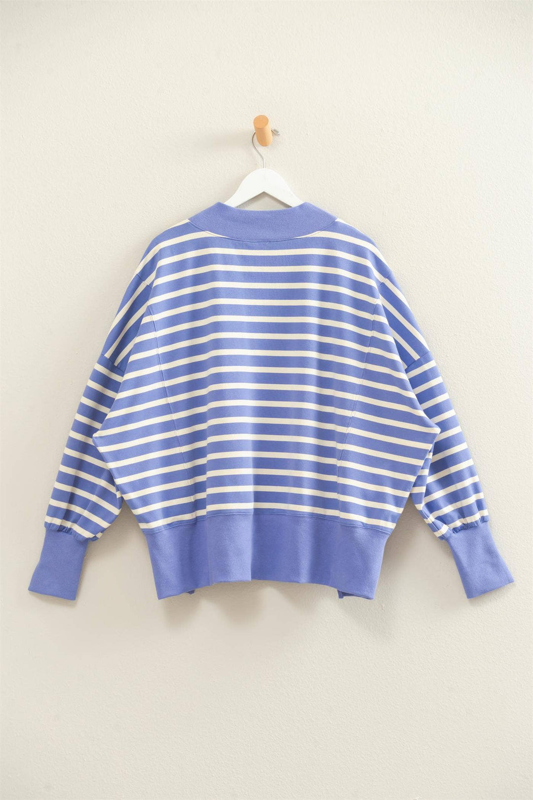 Striped Mock Neck Sweatshirt