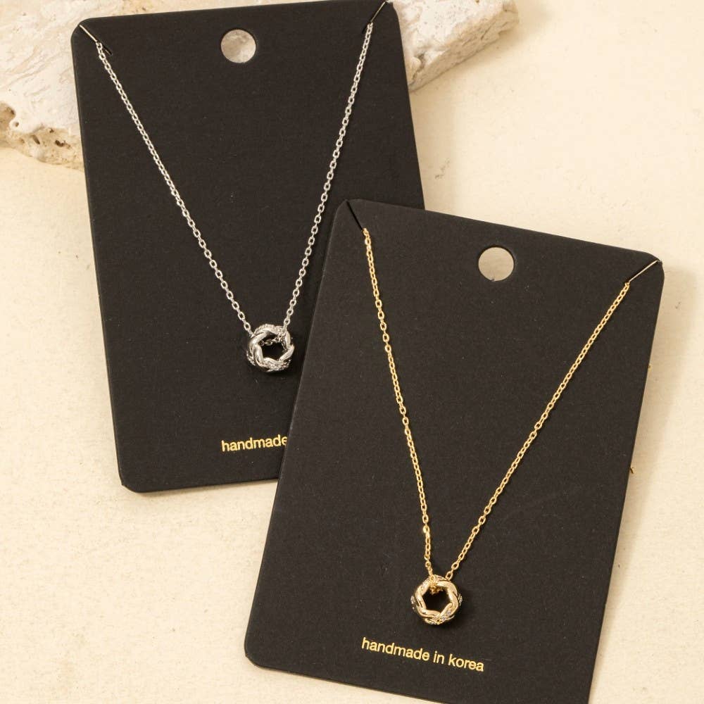 Circle Twist Ring Pendant Necklace