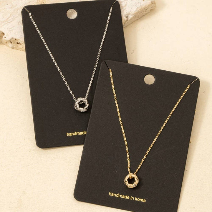 Circle Twist Ring Pendant Necklace