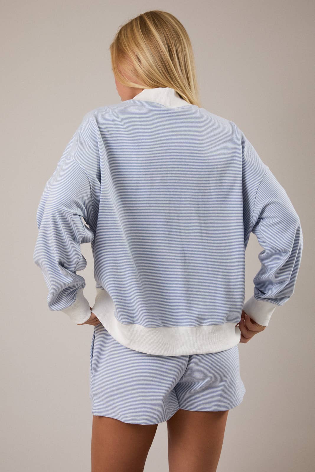 The Sage Cream Stripe Mock Top