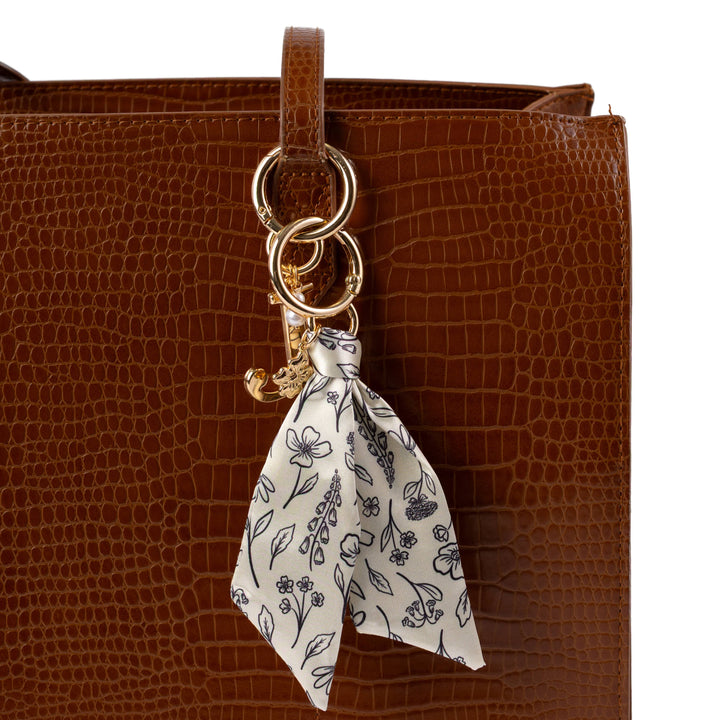 Floral Satin Keychain Blue Stripes