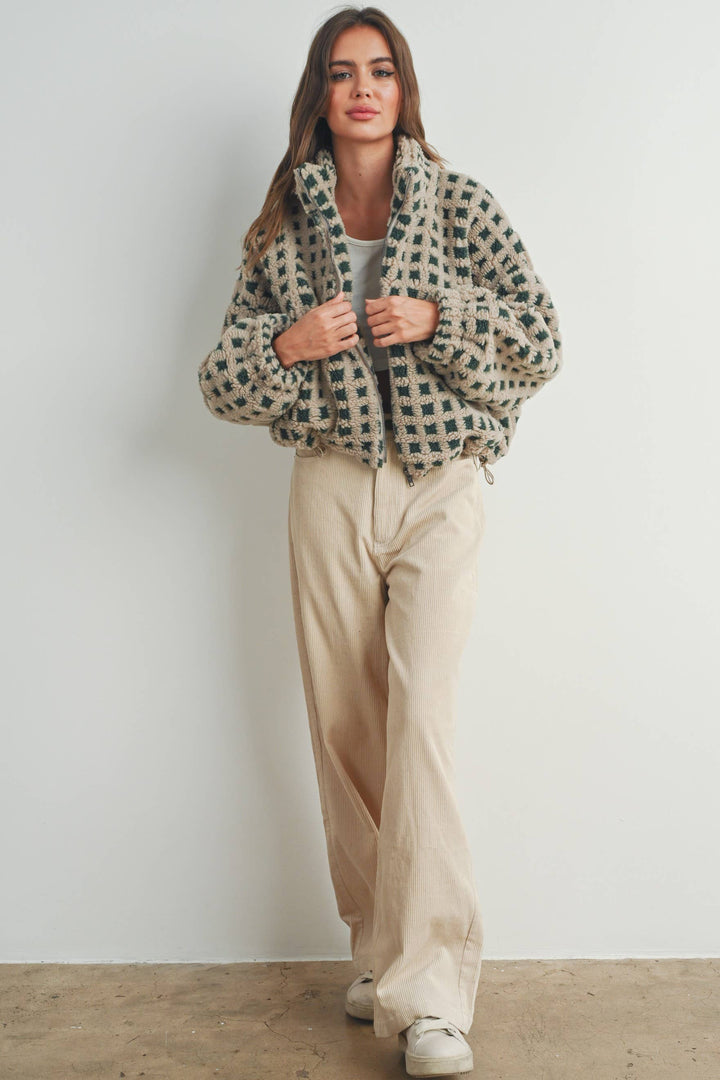 Taupe Multi Fuzzy Sherpa Jacket