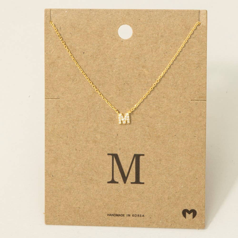 Mini Rhinestone Initial Necklace