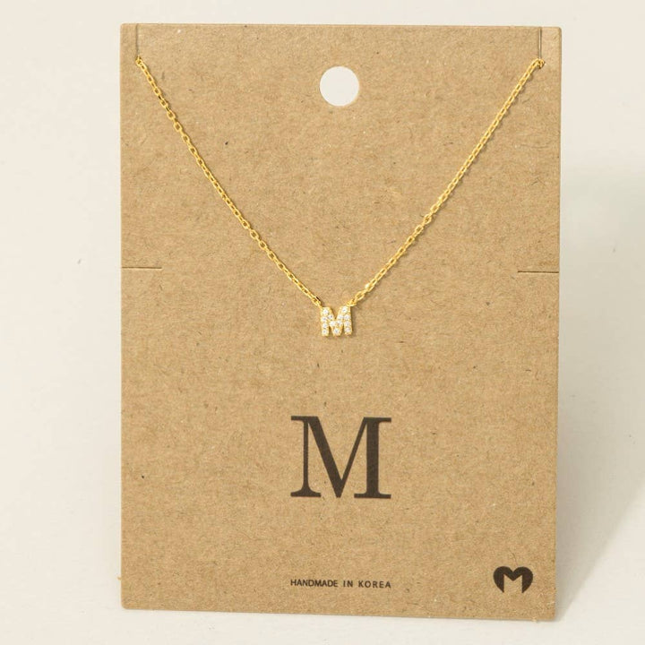 Mini Rhinestone Initial Necklace