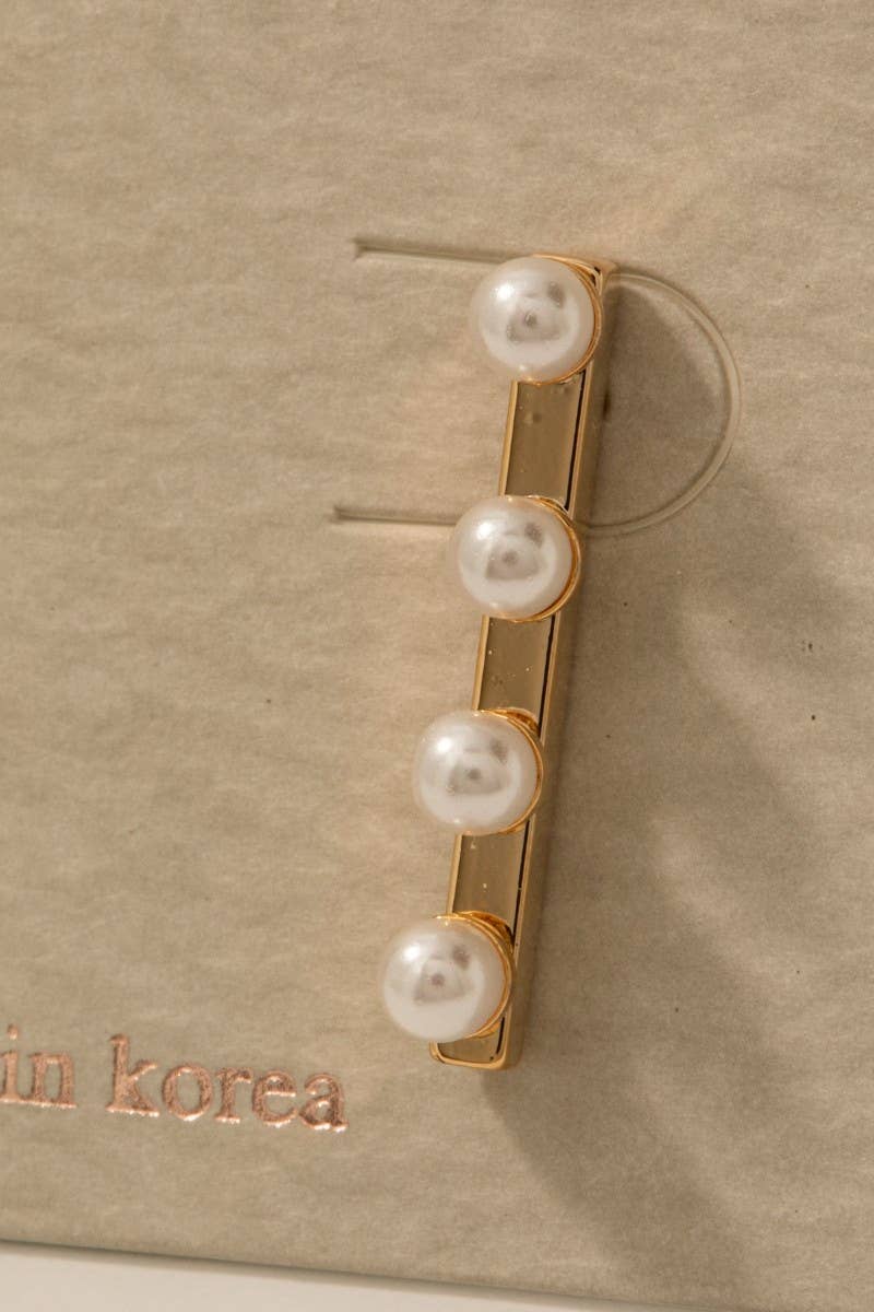 Pearl Beaded Bar Stud Drop Earrings