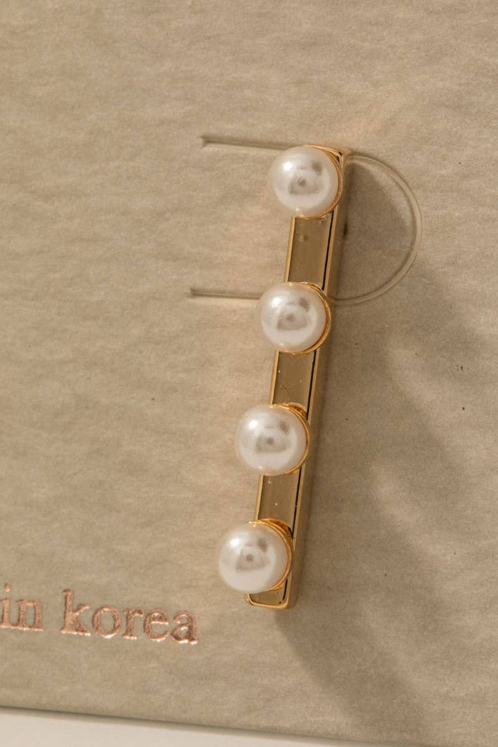 Pearl Beaded Bar Stud Drop Earrings