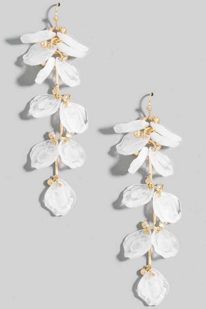 Resin Flower Petals Dangle Chain Earrings