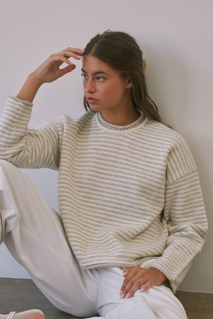 Trina Stripe Contrast Layered Roll Neck Sweater