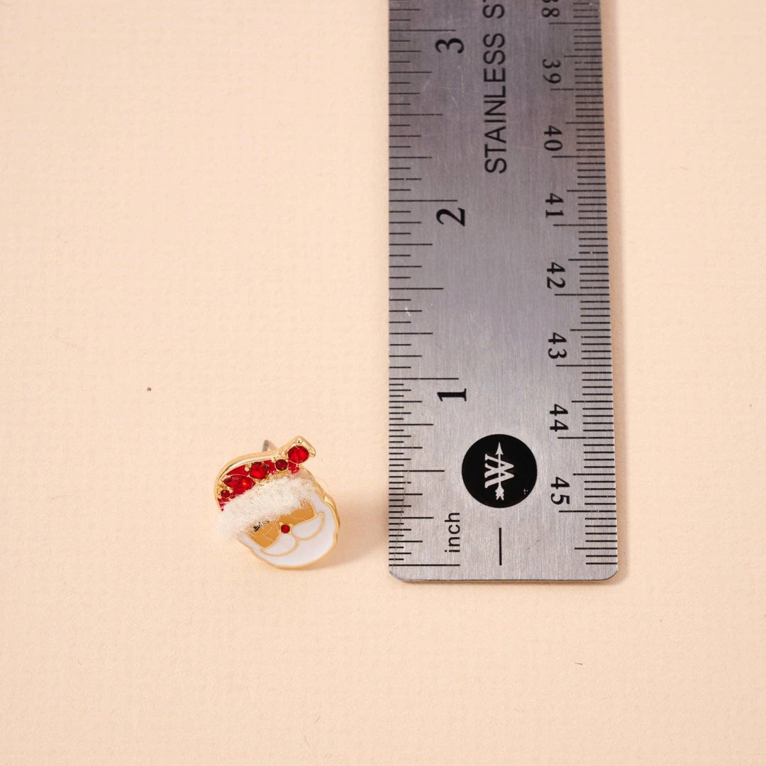 Santa Claus Stud Earrings | Red Rhinestone Christmas Earrings