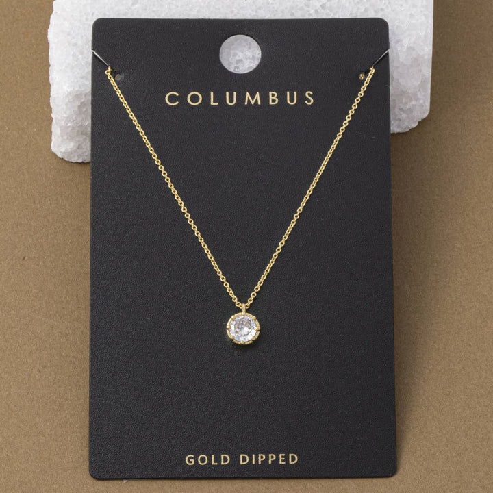 Round Bezel Cz Solitaire Pendant Necklace