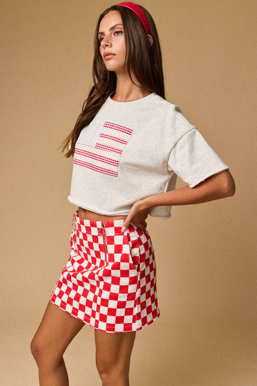 American Flag Patch Top