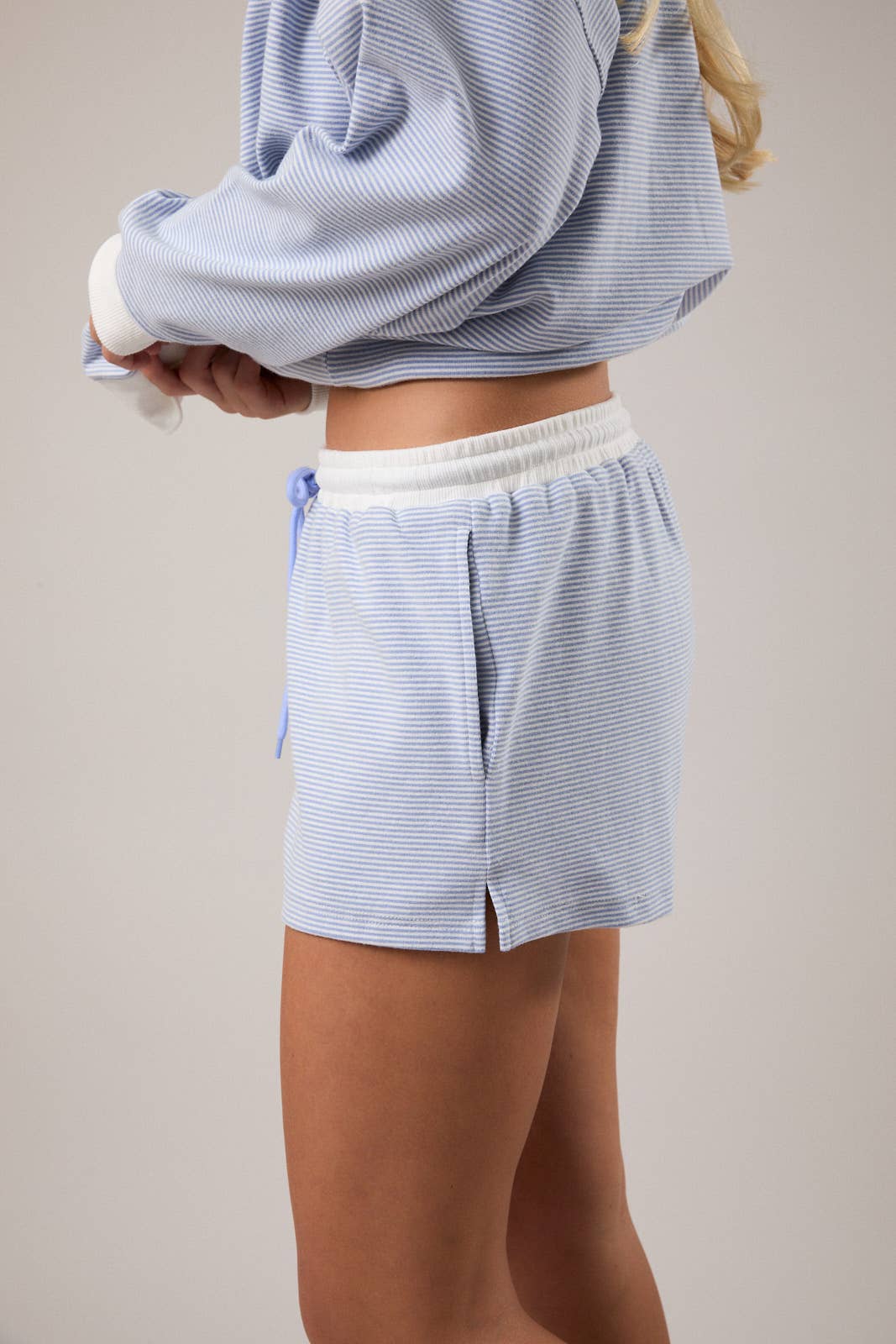 The Sage Cream Stripe Shorts