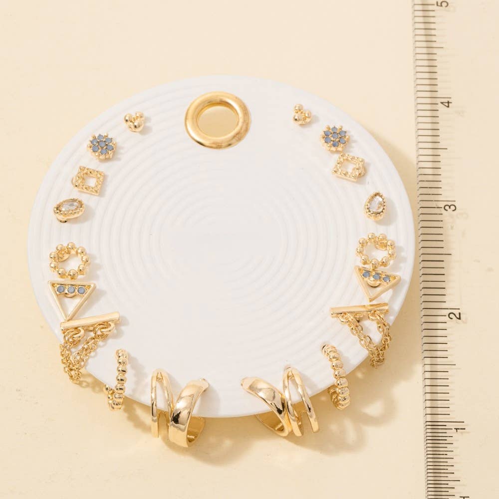 Assorted Crystal Stud And Hoop Earring Set