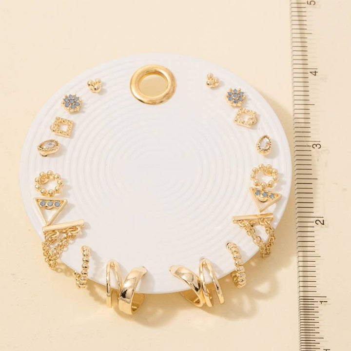 Assorted Crystal Stud And Hoop Earring Set