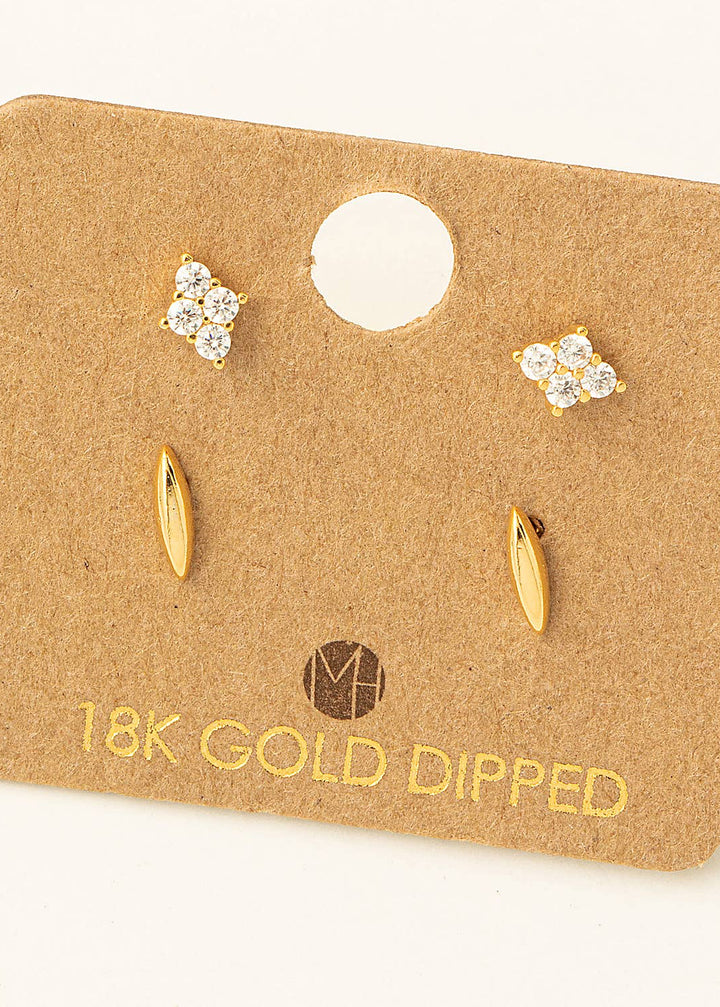 Mini Four Piece Rhinestone Stud Earrings
