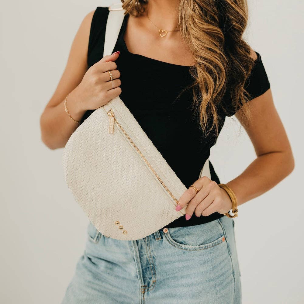 Cream Diagonal Woven Westlyn Bum Bag