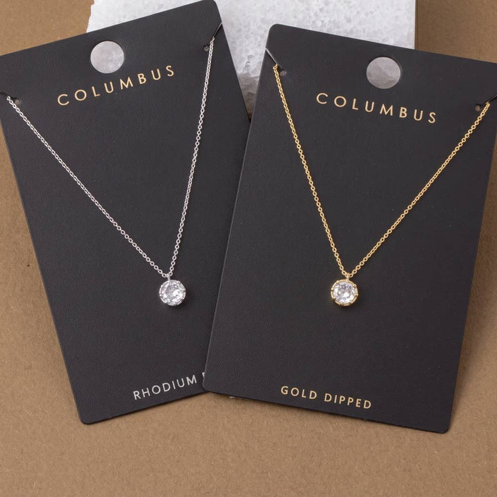 Round Bezel Cz Solitaire Pendant Necklace