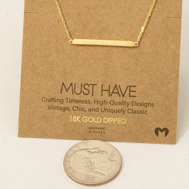 Gold Dipped Thin Bar Pendant Necklace