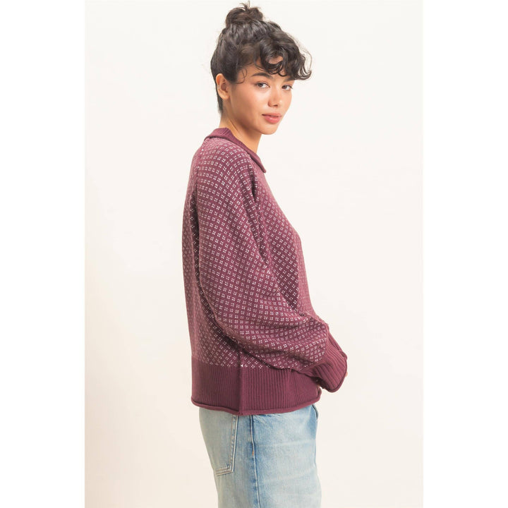 Patterned Mock Neck Sweater