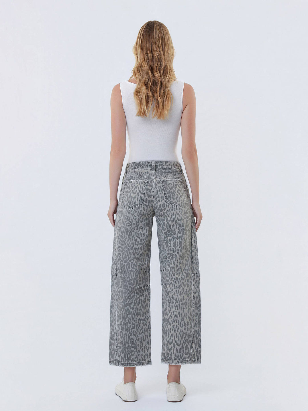 The Grey Leopard Drawstring Barrel Jeans