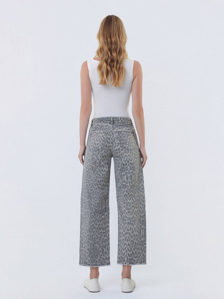 The Grey Leopard Drawstring Barrel Jeans