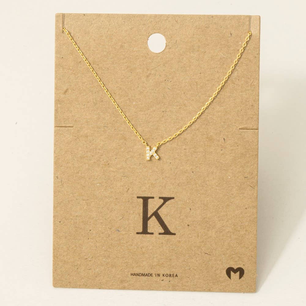 Mini Rhinestone Initial Necklace