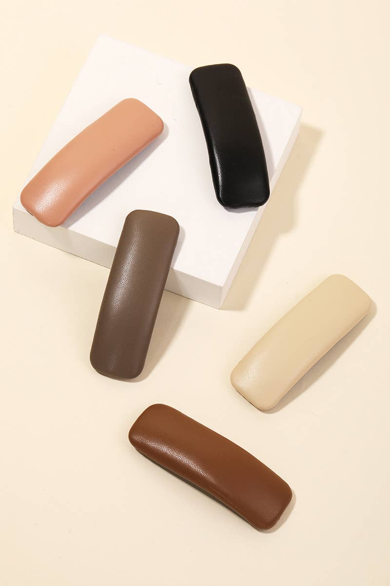 CLEARANCE FINAL SALE 5 Piece Faux Leather Hair Clips