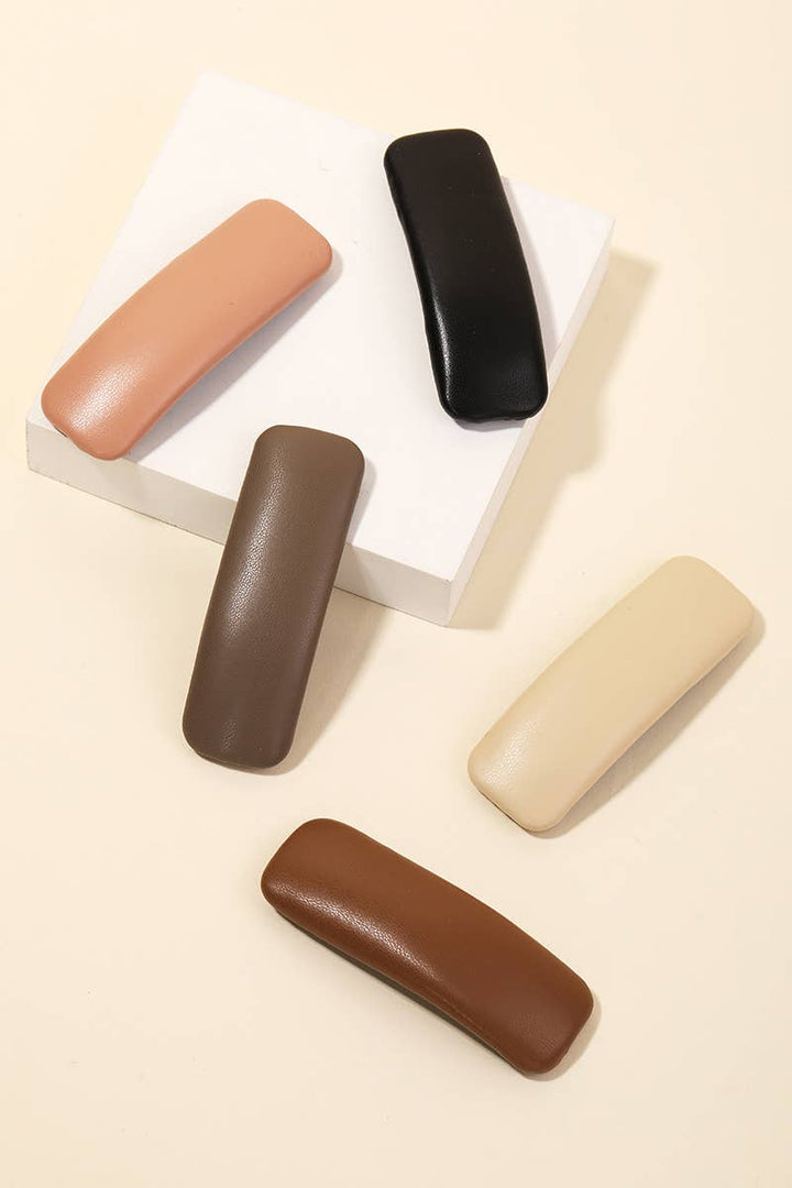 CLEARANCE FINAL SALE 5 Piece Faux Leather Hair Clips